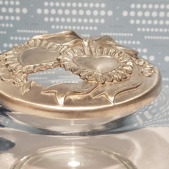 Vintage Potpourri Glass Pewter Dish Ribbon Heart Lid Seagull Pewter Canada 1991 - Picture 3 of 6
